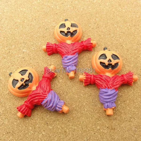 1pcs/lot resin flat back Halloween red scarecrow Pumpkin cartoon 34mm Cabochons Hair Bow Center DIY Christmas decration C115-5