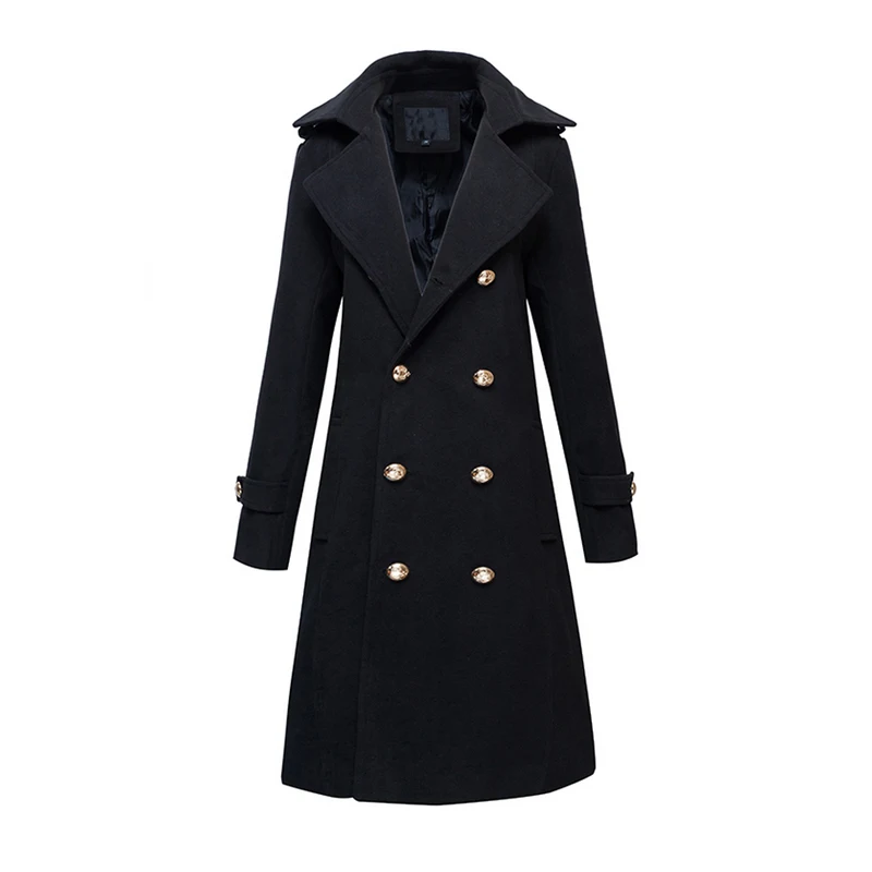 Классическое женское и мужское шерстяное пальто, осеннее и зимнее длинное двубортное шерстяное пальто, модное тонкое пальто - Цвет: men