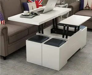 Elevating Scaling Folding Coffee Table Multi-Functional Storage Tea Table With Stools