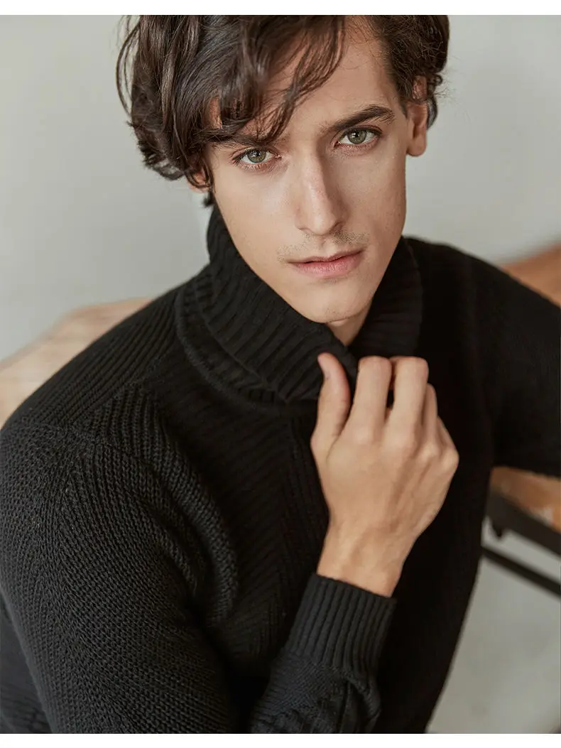 Winter Men Turtleneck Sweater Pullovers Winter Thick High-Neck Male Sweater Jumpers Cotton Man knitwear Autumn 2019 Fashion New 05