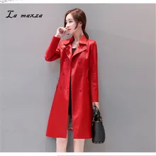 Женская зимняя кожаная куртка и пальто из искусственной кожи, мото тонкий бомбер, Женская длинная куртка, плюс размер 4XL