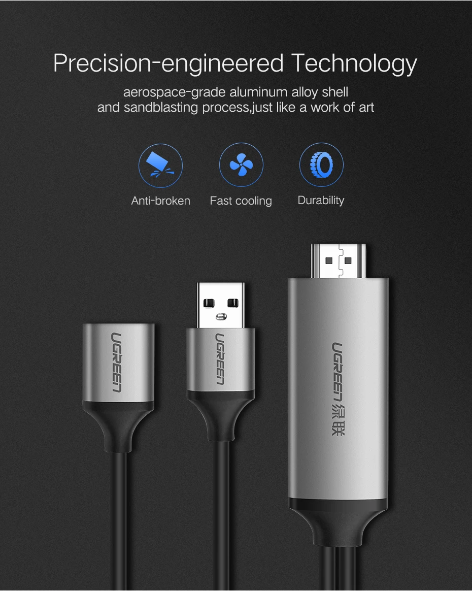 Ugreen HDMI кабель для iPhone 8X7 6s Plus iPad tv Android телефоны к HDMI адаптер Full HD 1080 P USB HDMI конвертер Кабель HDMI