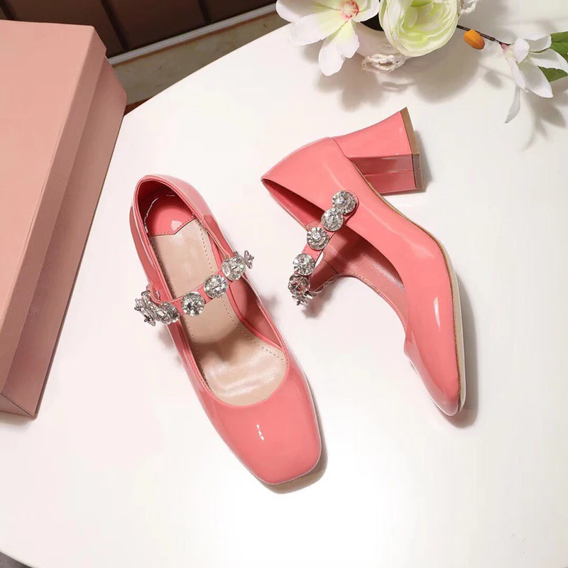 Señora Baile Kmeioo Bloque Fiesta Zapatos Imitación Plata Genuino Boda Cristal Cuero Tacón Joya Janes Mary De Diamantes TIqpUq