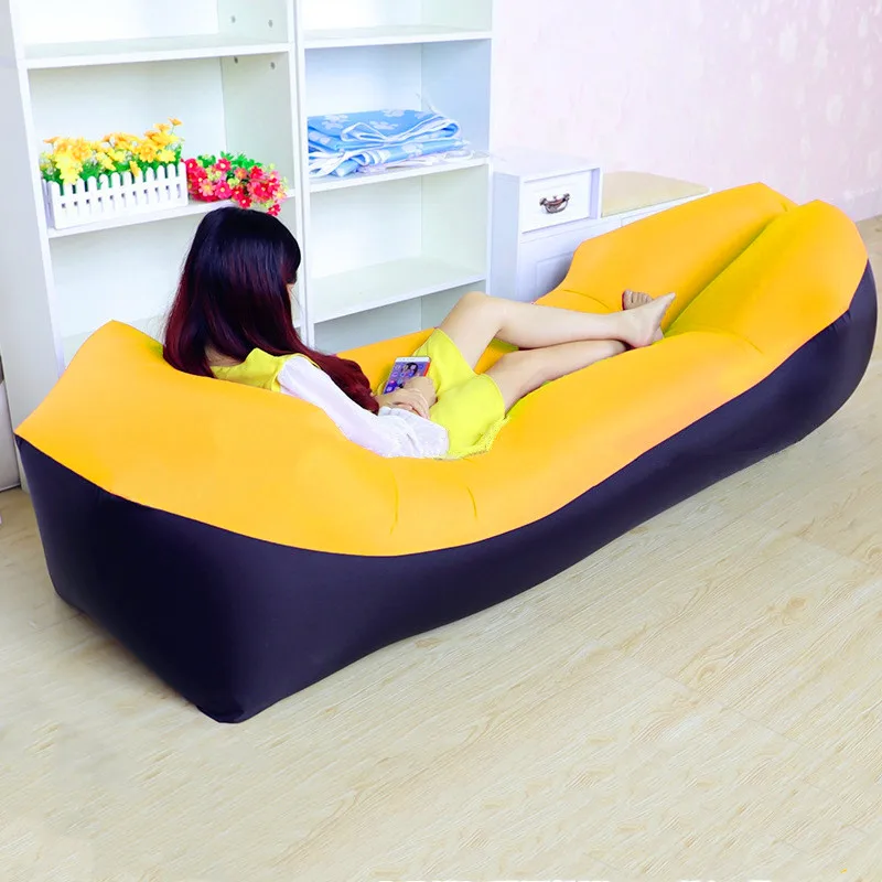 Горячая быстро надувной диван ленивый мешок спальный мешок 240*70 см кемпинг портативный воздушный банан диван пляжная кровать Воздушный Гамак нейлон - Цвет: Yellow