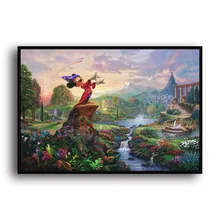Thomas Kinkade Fantasia H1162, HD Cópia Da Lona decoração de Casa Sala quarto Parede pictures pintura a Arte da animação Dos Desenhos Animados