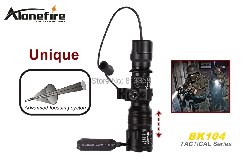 Alonefire bk104 тактический серии CREE xm-l T6 LED 5 Режим профессиональный зум тактический фонарик свет