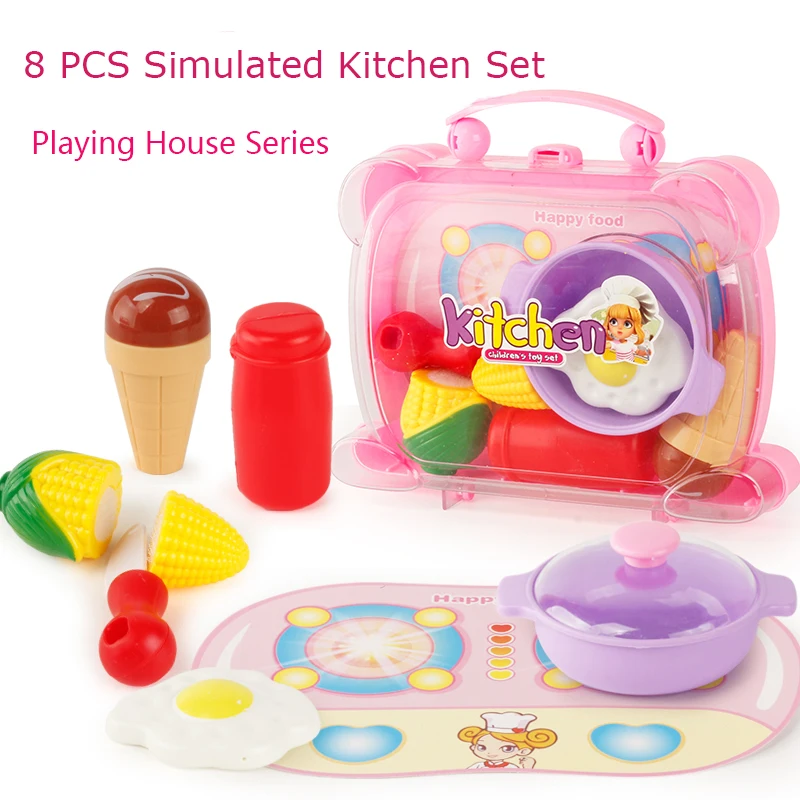 

Cutlery set toys children storage small kitchen play house tableware plastic suitcase kitchen toys children tableware