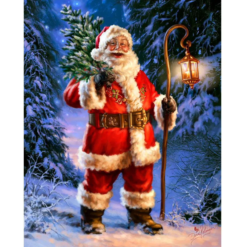 

Free Shipping Santas Christmas Tree Diamond Embroidery DIY Needlework Diamond Painting Cross Stitch 3D 5D Rhinestones Mosaic