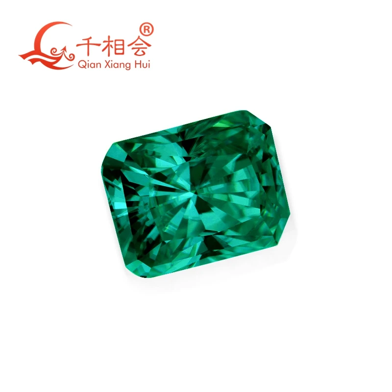 green color radiant shape dia mond cut Sic material Moissanite loose stone