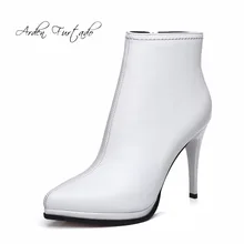 Arden Furtado/ г.; зимние белые ботильоны из натуральной кожи; женская обувь на высоком каблуке; модная обувь на молнии; Полусапоги на шпильке