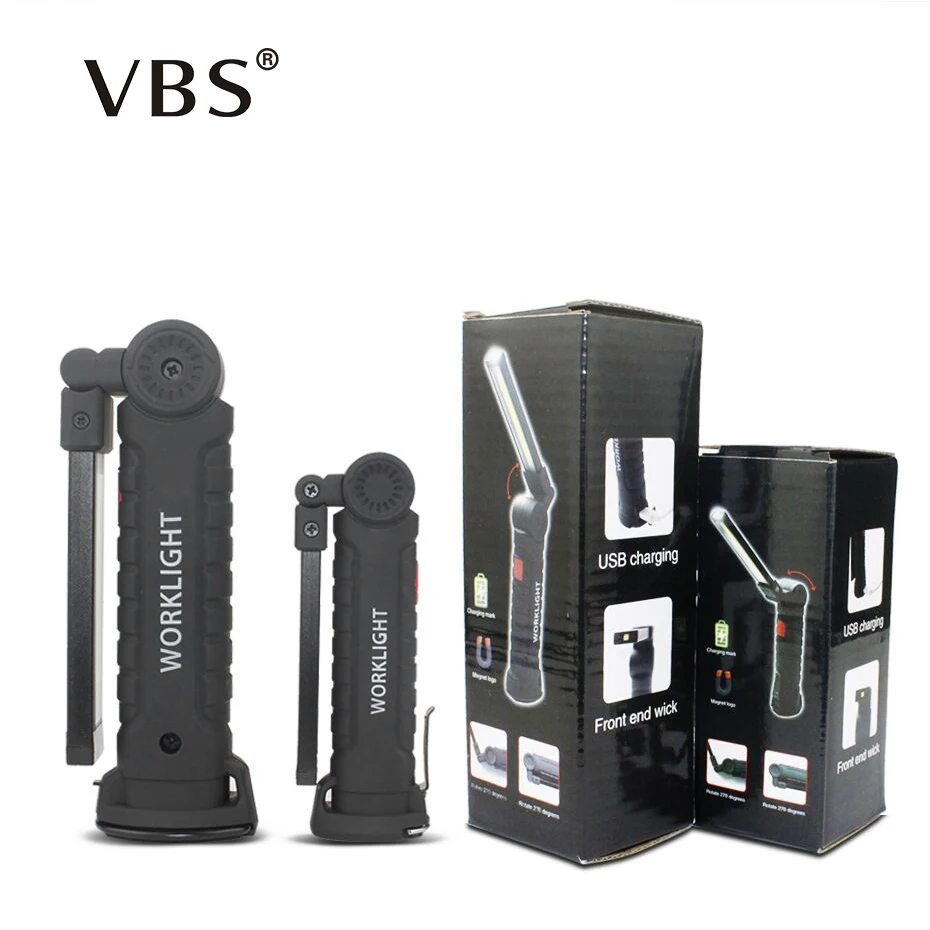

COB LED flashlight Magnetic Rechargeable 5 Modes USB Torch LED Work Light foldable Portable flashlight light lamp For Emergency
