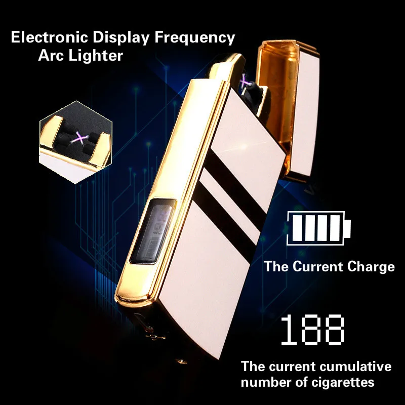 Электронный дисплей частота USB дуговая плазменная Зажигалка перезаряжаемая ветрозащитная Высококачественная без газа Зарядка прикуриватель