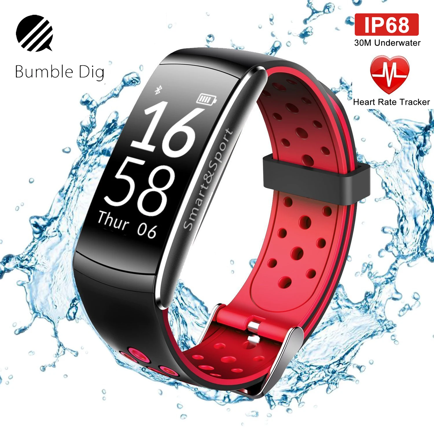 Smart Wristband Heart Rate Monitor IP68 Waterproof Smart Bracelet Blood