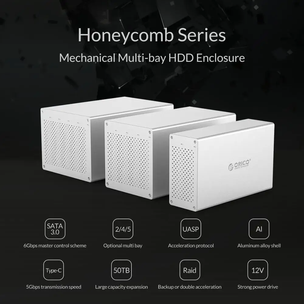 Sale ORICO 5 Bay 3.5 inch HDD Enclosure SATA to USB3.1 Type-c HDD Case 5Gbps High Speed Data Transmission  for Mac/Win/Linux 1