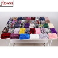 Women Handmade Stretch 100% Real Rabbit Fur Scarf Knit Genuine Rex Rabbit Fur Headbands Girls Natural Rabbit Fur Ring Scarves 1