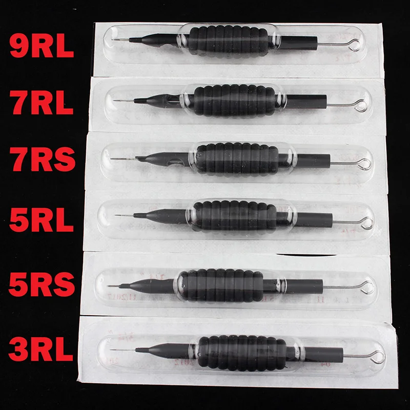 OPHIR 60PCS/lot Black Disposable Sterile Tattoo Needles with Grips
