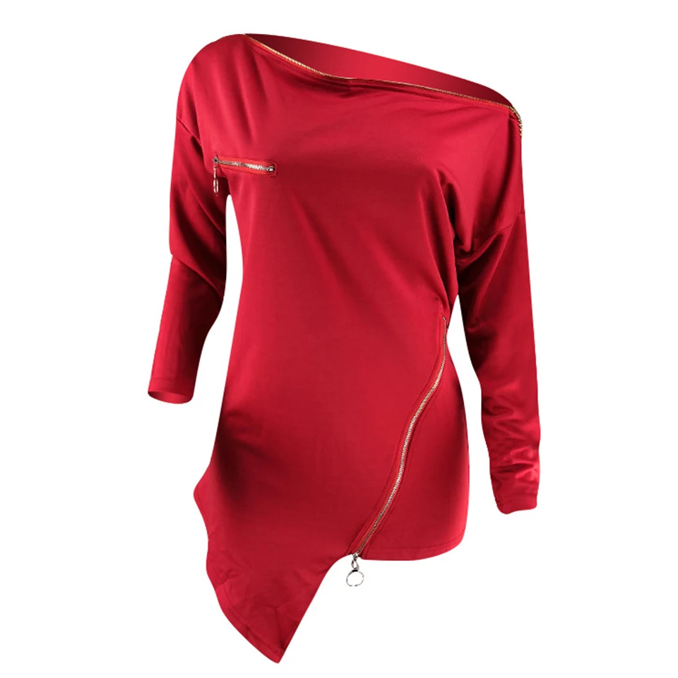 Одно плечо кофты нерегулярные толстовки 3xl Sueter Mujer 2021 с диагональным молниям