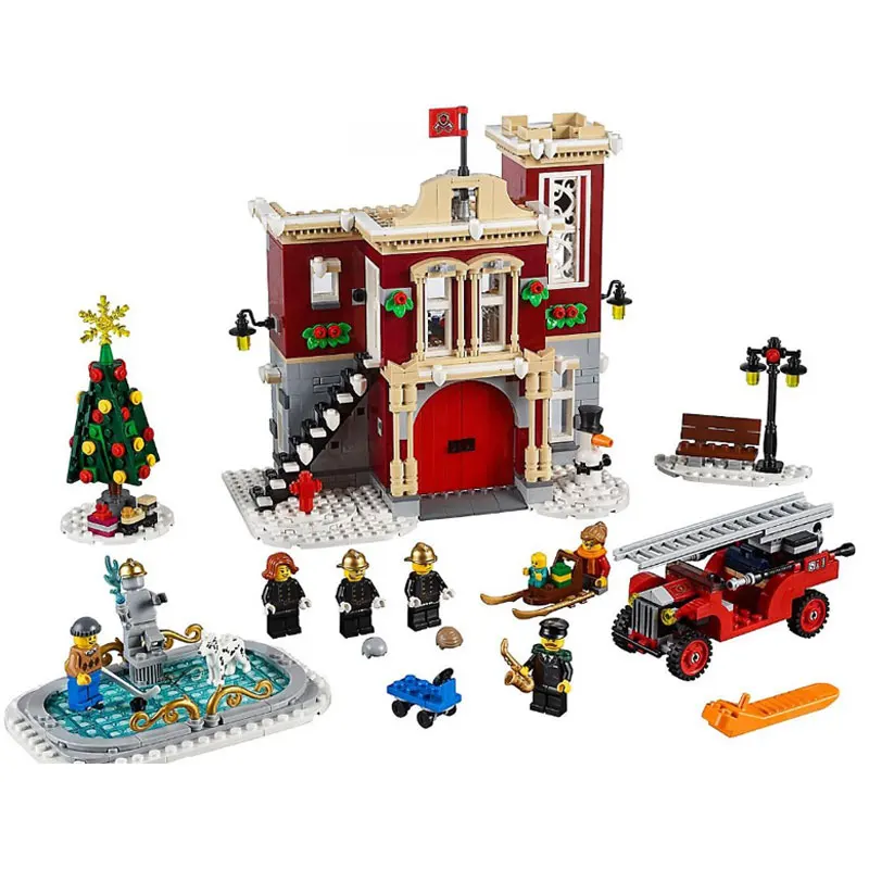 

Blea 11041 Winter Village Fire Station Thanksgiving Building Blocks Toys Compatible With Legoings City 10263 Christmas Gift