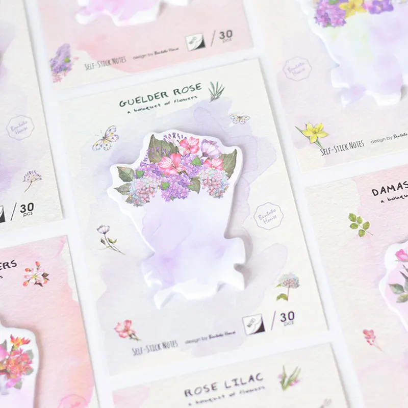 

1 pcs Beautiful bouquet Rose flowers memo pad paper post sticky notes notepad stationery papeleria school supplies kids gifts