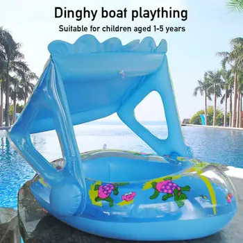 

Baby Pool Float Cartoon Inflatable Boat, Children Inflatable Swim Seat With Sunshade,Swimming Pool Loungers Baby Summer Fun Toys