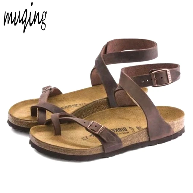 Womens Fashion Cork Sandals Casual Summer Gladiator Buckle Strap Shoes Flat Flip-flops Thongs Slingback 7N0262