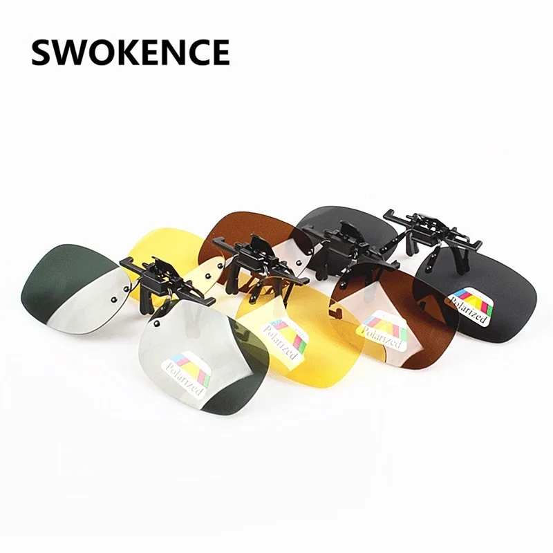

SWOKENCE Brand Designer Polarized Sun Clip HD Sunglasses Lenses Men Women Open Air Driving Night Vision Eyewear 3 Size Lens G104