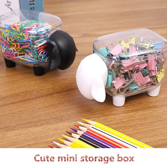 

2 pcs Sheep Shaped Plastic Table Top Cotton Swab Toothpick Storage Box Holder Container Household Table Organizer Home Decor