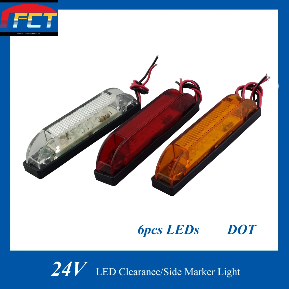 4pcs 24V Surface Mount LED 4 Inch Slim Clearance Lights Side Marker
