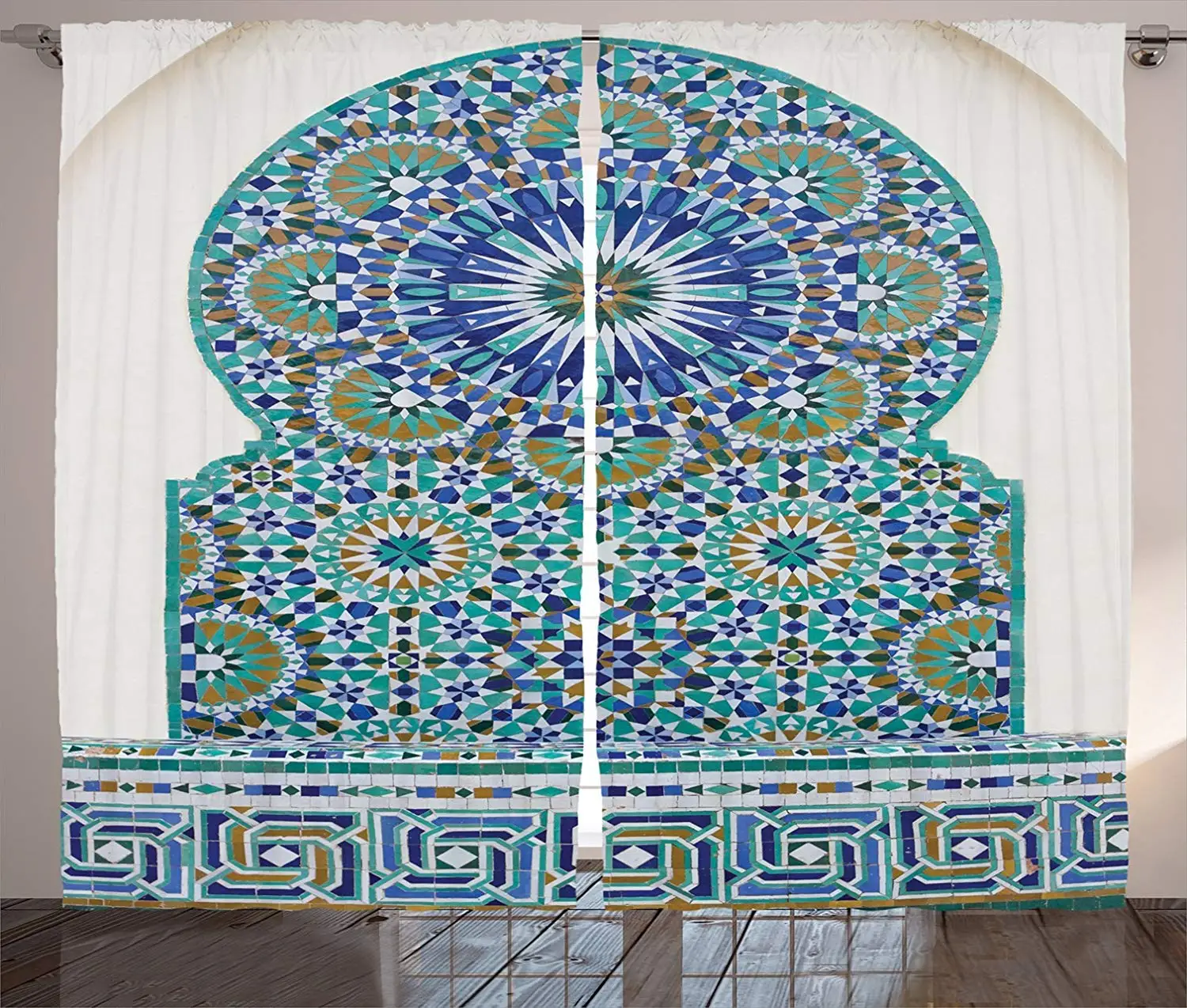 

Moroccan Curtains Ceramic Tile with Ancient East Pattern Decorative Tracery Heritage Architecture Living Room Bedroom Decor