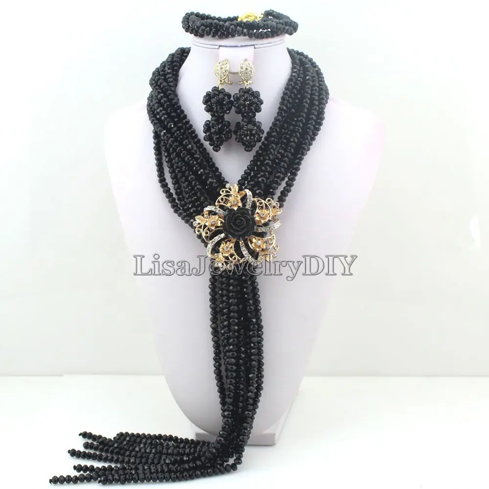 

African Beads Jewelry Sets Nigerian Wedding Custume Bridal Necklace Jewelry Sets HD3593
