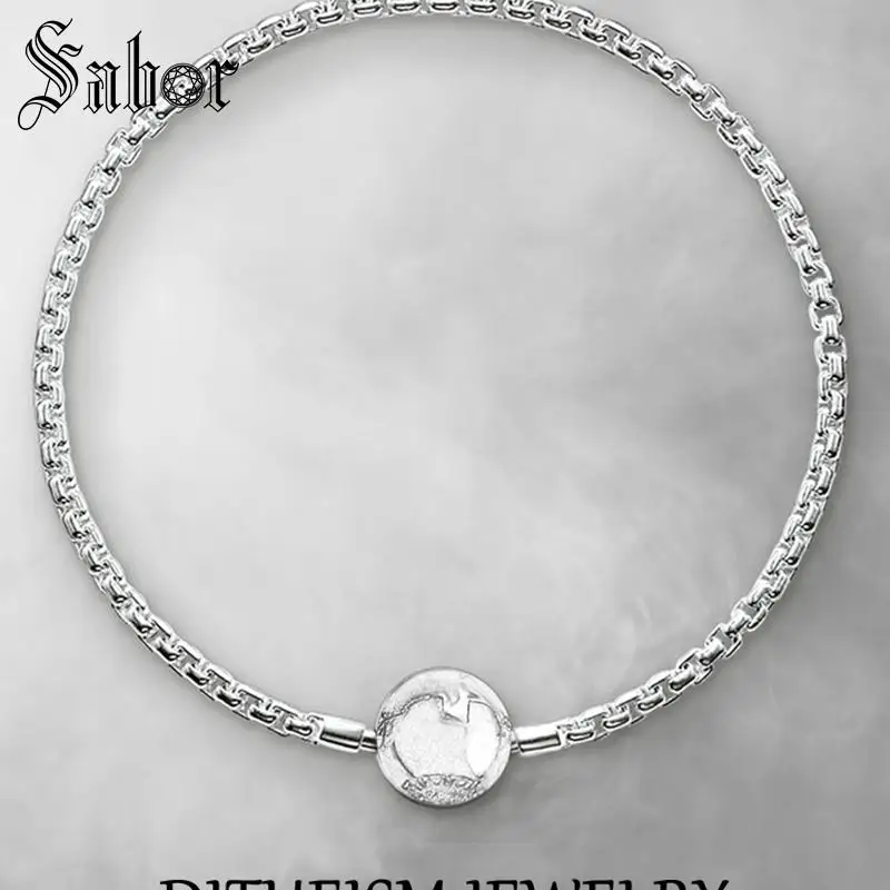 Звено цепи браслеты Карма скрытые безопасные застежка, стерлингового серебра 925 пробы модные ювелирные изделия подарок для мужчин мальчиков женщин девочек Томас