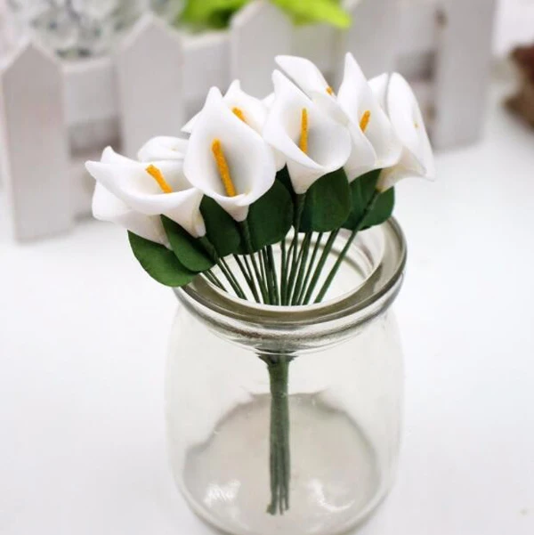 50 WHITE Mulberry Paper miniature arum CALLA LILY for crafts wedding card-4