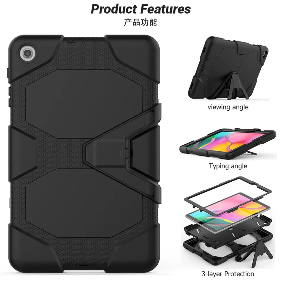 For Samsung Galaxy Tab A 10.1 T510 T515 SM-T510 Tablet Shockproof Hard case Military Heavy Duty Silicone Rugged Stand Cover