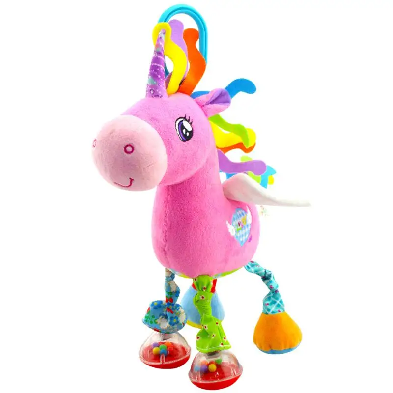 Cute Pony Animal Baby Hanging Plush Toys Rattle Dolls Soft Baby Kids