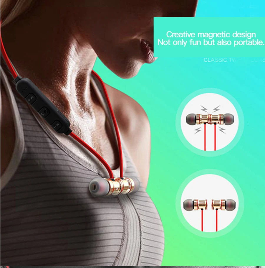 Magnetic music bluetooth earphone Y10 sport running wireless bluetooth headset with Mic For iPhone 8 X 7 Xiaomi 003