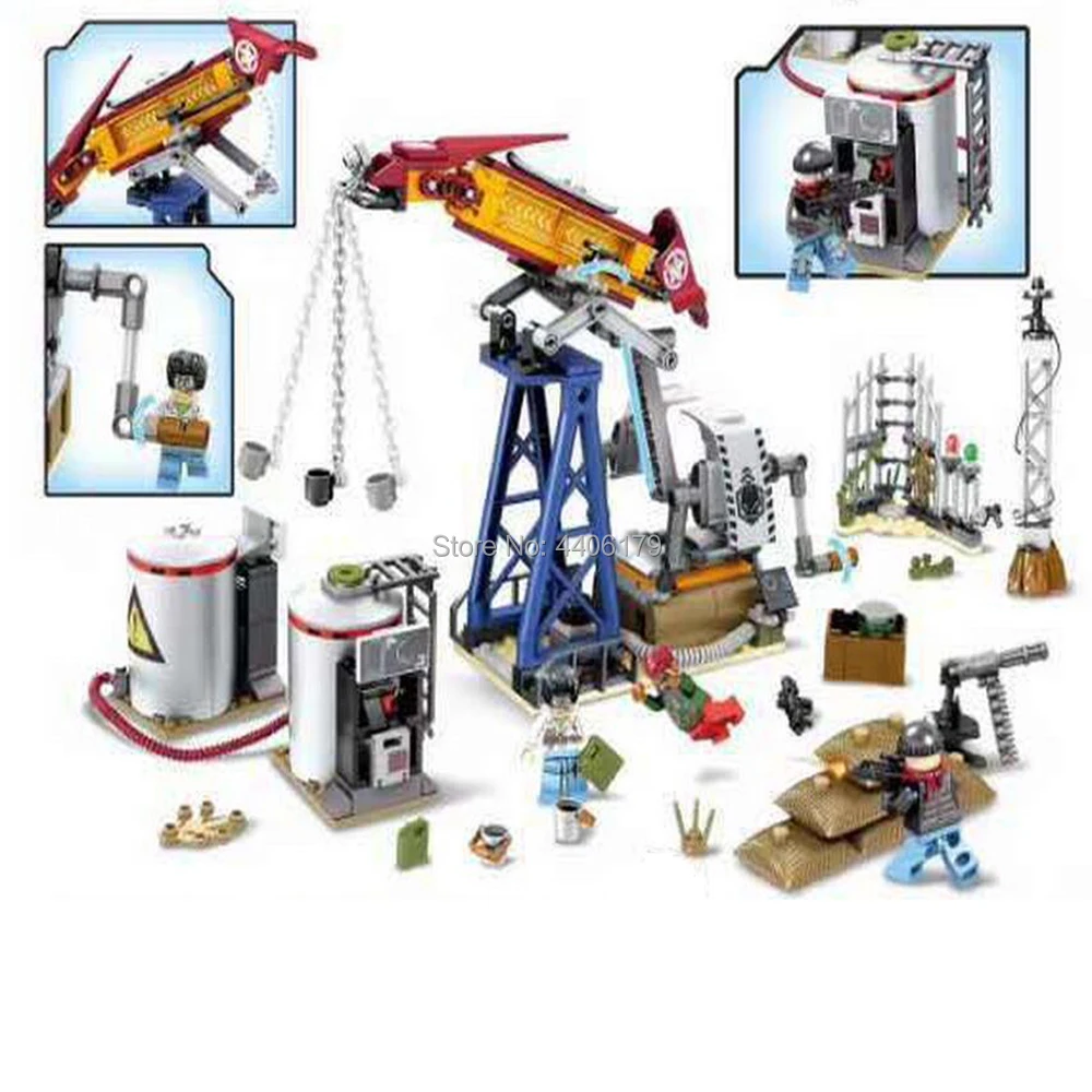 

hot LegoINGlys military Oil drilling base WW2 army war Building Blocks model mini soldier figures bricks toys for children gift