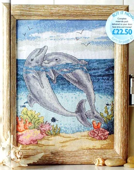 

Fishxx Cross Stitch Col187-4animal[Dolphins couples]cotton thread and cloth , water-soluble,100% accurate,11CTembroidery
