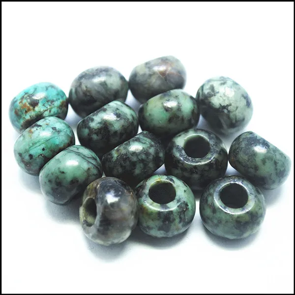 

12pcs Nature African Turquisee stone European beads accessories with big hole 8x14mm Geniue Natural semi precious gem stone