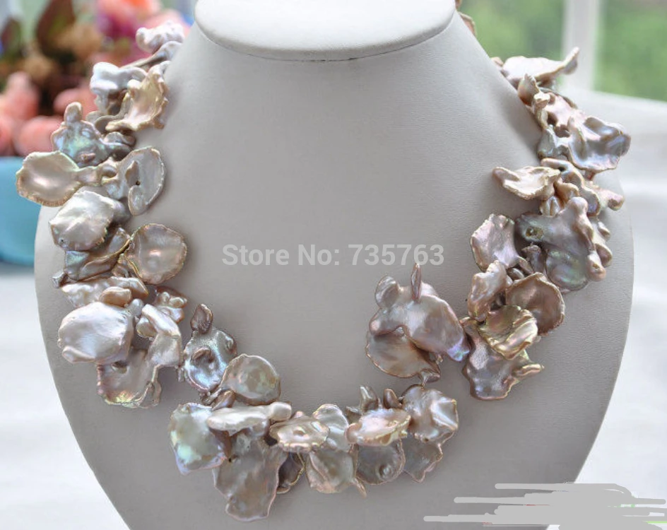 

NEW N548 lamina LAVENDER BAROQUE KESHI REBORN PEARL NECKLACE