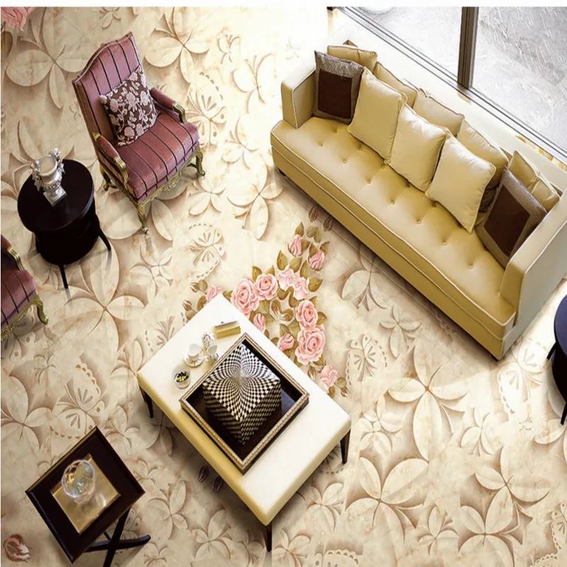 Free Shipping custom Marble tiles parquet flooring mural 3D stereo bedroom living room hotel Self-adhesive floor wallpaper