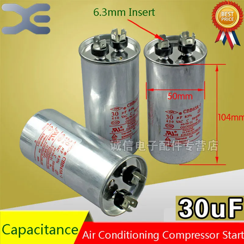 

5Pcs Air Conditioning Start Capacitor 30UF Air Conditioning Capacitor Air Conditioning Parts