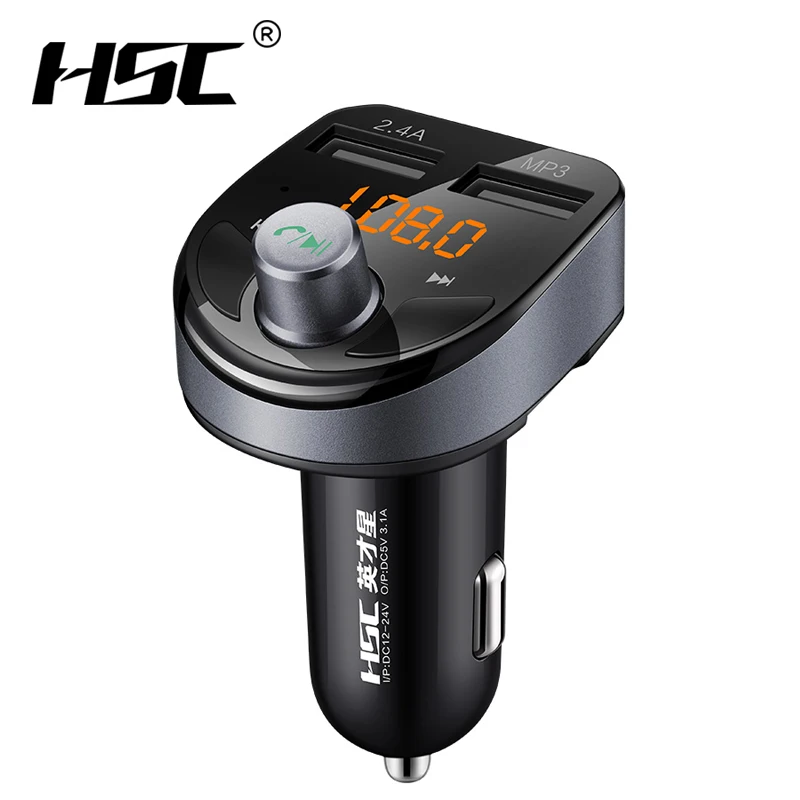 

HSC Car MP3 Player Music Player FM Transmitter With Dual USB Car Charger Support Bluetooth TF card U Disk Free Call Modulator
