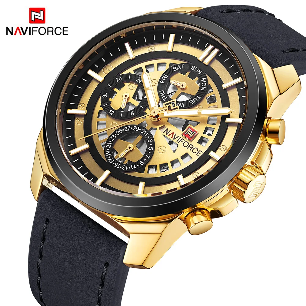 Naviforce marca de luxo masculino quartzo relógios de pulso 24 horas data relógio masculino esportes à prova dlogiágua relogio masculino|Relógios de quartzo| | -