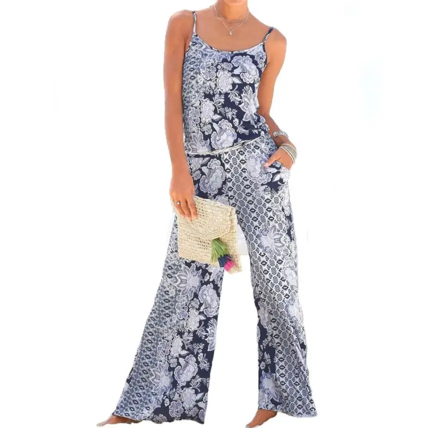 CHAMSGEND woman bodysuit Womens Lady Strappy Floral Sling Long Trouser Playsuits Jumpsuit Rompers Holiday 2018 C30821 | Женская одежда