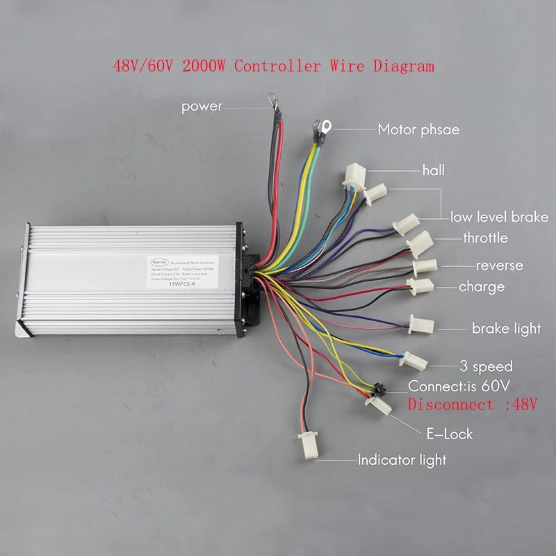 48В 60В 2000W BLDC мотор электрический велосипед бесщеточный мотор для электрического транспортного средства Скорость контроллер обратный поворот дроссельной заслонки е-скутер способный преодолевать Броды