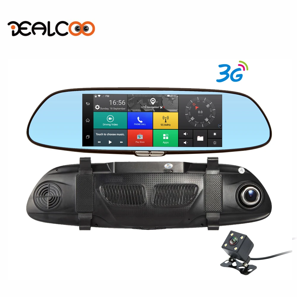 

Dealcoo 3G Dash Cam 7' Android 5.0 Dual Lens Night Vision Rearview Mirror Camera Car Camera DVR Registrator GPS Parking Monitor