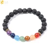CSJA negro Natural Lava brazaletes de cuentas para hombre Muti-color 7 Mala de Chakra piedra oración meditación difusor de energía de joyas Reiki E955 ► Foto 2/6