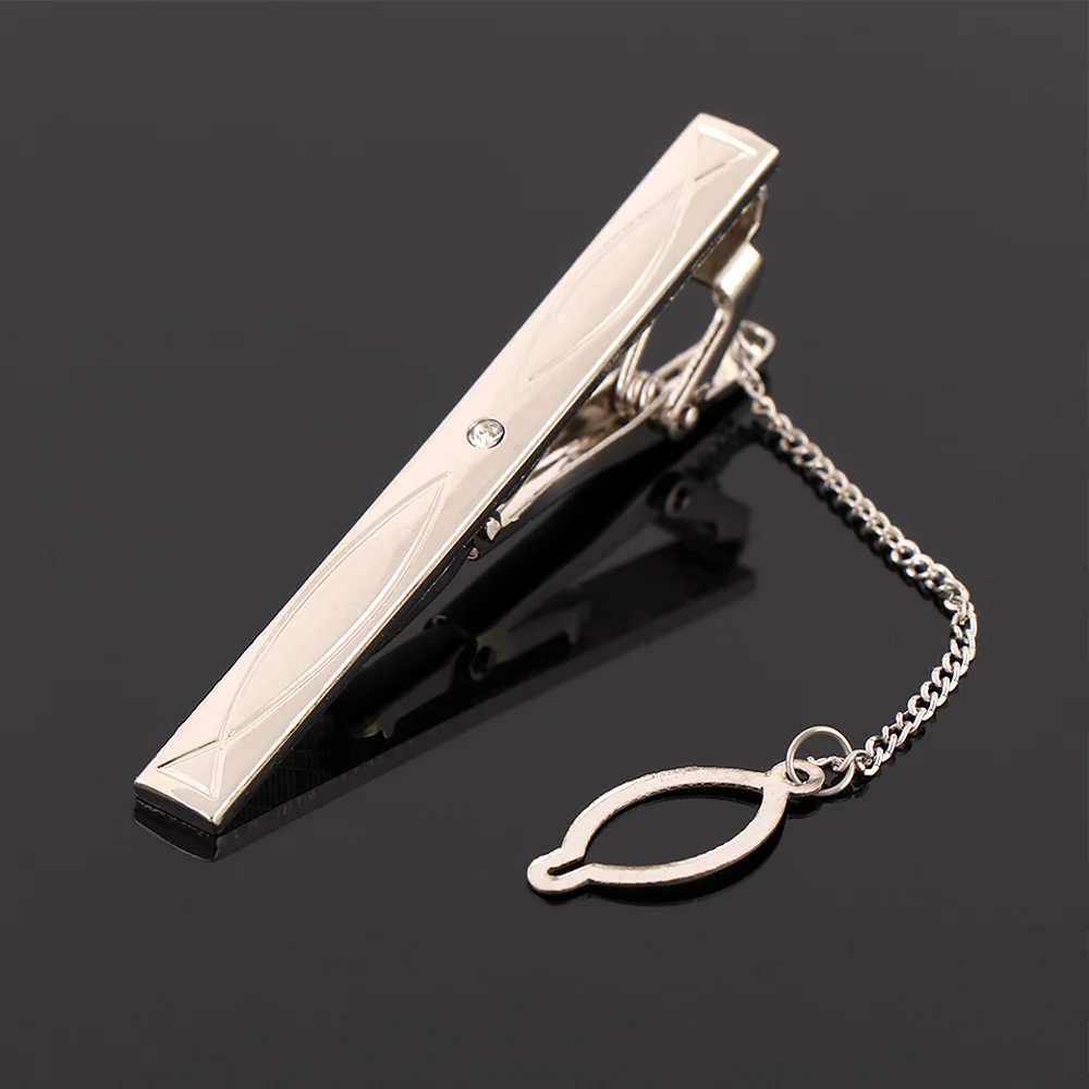 

New Simple Metal Silver Tie Clip For Men Wedding Necktie Tie Clasp Clip Gentleman Tie Bar Crystal Tie Pin For Men Gift