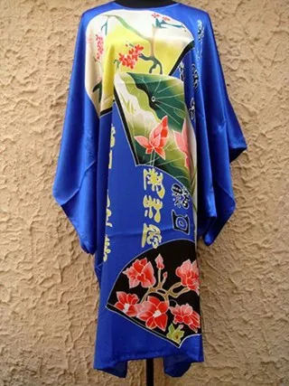 Высокая мода синий Леди район Ванна платье Для женщин летние Повседневное халат платье Новинка юката Ночная рубашка с цветочным принтом