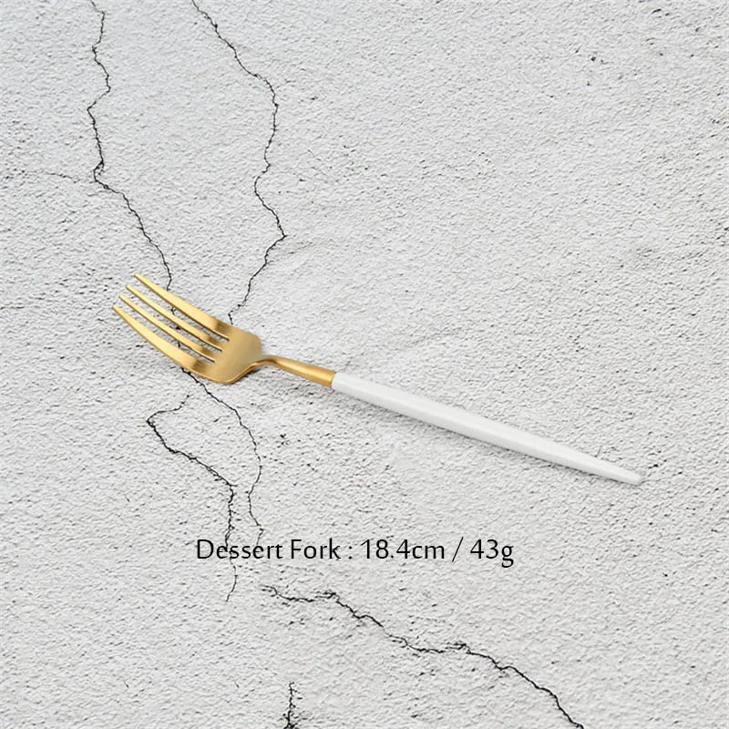 JANKNG 1 шт набор посуды из нержавеющей стали белый золотой черный нож вилка Посуда Столовые приборы столовые приборы кухонные принадлежности - Цвет: Dessert Fork